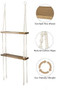 Macrame Hanging Shelves -  2 Tier Rope Floating Shelf, Rustic Wood Wall Shelves with Handmade Woven Hanger