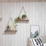 Set of 2 Wall Hanging Shelf - Jute Rope Floating Shelves, Decorative Distressed Wood
