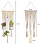 Macrame Plant Hanger 3 pots, Handmade Hanging Curtain Plant Holder and Herb Grower Natural Cotton Rope