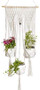 Macrame Plant Hanger 3 pots, Handmade Hanging Curtain Plant Holder and Herb Grower Natural Cotton Rope