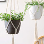 Set of 2 - Macrame Cotton Plant Hanger | Boho Decor, Rope Flower Pot Holder for Indoor Outdoor Balcony Garden | Home Decor