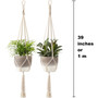 Set of 2 - Macrame Cotton Plant Hanger | Boho Decor, Rope Flower Pot Holder for Indoor Outdoor Balcony Garden | Home Decor