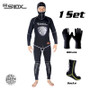 SLINX 5mm Neoprene Scuba Diving Spear Fishing Fishermen Snorkeling Wetsuit Winter Warm Two-Piece Suit with 3mm Gloves Socks Set