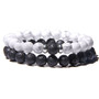 2Pcs/Set Couples Distance Bracelets male Black Lava Stone Beads bracelet