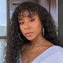 Deep Wave Full Machine Made None Lace Human Hair Wigs With Bangs 8-24 inches Human Hair