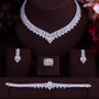 4pcs  Big Wedding Jewelry Sets For Bride