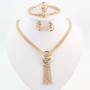 Gold Color Crystal Necklace Bangle Earring Ring set