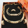 Gold Color CZ Crystal Necklace Earring Ring Bracelet Jewelries Set