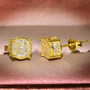 Luxury Full Crystal Round Earrings White Gold Yellow Gold Color White Zircon Stone Wedding Stud Earrings For Women Men Jewelry