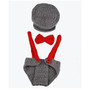 Newborn Baby Girl Boy Lovely Knit Hat + Bow Tie + Overall Photography Prop Suit