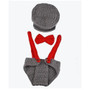 Newborn Baby Girl Boy Lovely Knit Hat + Bow Tie + Overall Photography Prop Suit