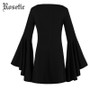 Rosetic Gothic Mini Dress Halloween Black Women Flare Sleeve Autumn Casual Dress Goth Fashion Witch Vampire Gothics Mini Dress