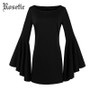Rosetic Gothic Mini Dress Halloween Black Women Flare Sleeve Autumn Casual Dress Goth Fashion Witch Vampire Gothics Mini Dress