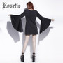 Rosetic Gothic Mini Dress Halloween Black Women Flare Sleeve Autumn Casual Dress Goth Fashion Witch Vampire Gothics Mini Dress