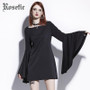 Rosetic Gothic Mini Dress Halloween Black Women Flare Sleeve Autumn Casual Dress Goth Fashion Witch Vampire Gothics Mini Dress