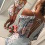 Cssayavi 2017 summer Sexy beach playsuit Off shoulder overalls elegant floral print jumpsuit romper women outfit
