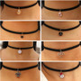 Choker Necklaces Women Black Velvet Suede Leather Chain Short Collares Fashion Jewelry Crown Peace Gothic 90's Bijoux Steampunk