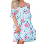 2018 Summer Dress Women Fashion Casual Ladies Loose Print Spaghetti Strap Down Flounce Swing Midi Dress