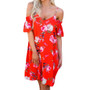 2018 Summer Dress Women Fashion Casual Ladies Loose Print Spaghetti Strap Down Flounce Swing Midi Dress
