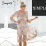 Simplee V neck long sleeve sequin party dresses women Sexy mesh streetwear casual midi dress female 2017 autumn dress vestido