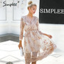 Simplee V neck long sleeve sequin party dresses women Sexy mesh streetwear casual midi dress female 2017 autumn dress vestido