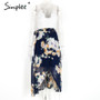 Simplee Sexy print lace summer dress Strap deep v neck high waist beach dresses women 2017 new slit backless long dress