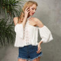 Simplee Sexy halter white lace blouse shirt women Fashion off shoulder top women blouses Summer hollow out flare sleeve top 2017