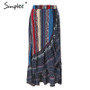 Simplee Ruffle boho print wrap skirt women Summer beach casual maxi skirt female 2018 Spring vintage high waist long skirt