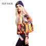 Elf SACK p 2016 autumn and winter national trend color block print down coat female short design