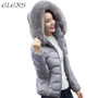 Elexs Big Fur Collar Hoody Slim & Warm Winter Jacket Women Hooded Outwear TSP885
