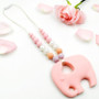 Elephant necklace silicone teether chewable pendant teething baby toy