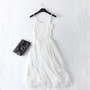 2018 New Sexy Spaghetti Strap Patchwork Mesh Dress Spring Summer Women Gauze Lace Tank Dress Basic Sundress Party Vestidos SF116