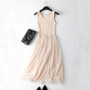 2018 New Sexy Spaghetti Strap Patchwork Mesh Dress Spring Summer Women Gauze Lace Tank Dress Basic Sundress Party Vestidos SF116