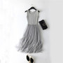 2018 New Sexy Spaghetti Strap Patchwork Mesh Dress Spring Summer Women Gauze Lace Tank Dress Basic Sundress Party Vestidos SF116