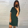 2018 New Green&amp;Blue Women's Short Sleeve Casual O-Neck Loose Dress Beach Mini Dresses Plus Size Vestidos