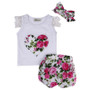 pudcoco newborn baby girl set floral love T-shirt tops+pants+headband 3pcs 2017 toddler baby girls summer clothing sets