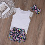 pudcoco newborn baby girl set floral love T-shirt tops+pants+headband 3pcs 2017 toddler baby girls summer clothing sets