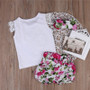 pudcoco newborn baby girl set floral love T-shirt tops+pants+headband 3pcs 2017 toddler baby girls summer clothing sets