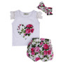 pudcoco newborn baby girl set floral love T-shirt tops+pants+headband 3pcs 2017 toddler baby girls summer clothing sets