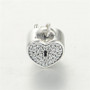 Pure 925 Sterling Silver Jewelry Charms CZ Stones Lock &amp; Key Fits European Bracelets &amp; Snake Chain Silver DIY Fine Jewelry