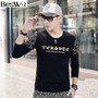 Beswlz Men Tops T-Shirts Long Sleeve O Neck Spring Autumn Letter Pattern Print Cotton Slim Men T Shirts Casual Tops Tees 5811