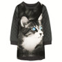 Girls Dresses animal cat nice Print baby Kids Clothes grid new Fashion Kids Long sleeve Girl clothing Children winter Designer