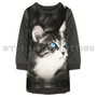 Girls Dresses animal cat nice Print baby Kids Clothes grid new Fashion Kids Long sleeve Girl clothing Children winter Designer