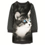 Girls Dresses animal cat nice Print baby Kids Clothes grid new Fashion Kids Long sleeve Girl clothing Children winter Designer
