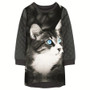 Girls Dresses animal cat nice Print baby Kids Clothes grid new Fashion Kids Long sleeve Girl clothing Children winter Designer