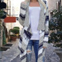 Chinese Style Casual Winter Spring Sweater Women Long Sleeve Printed Knitted Crochet Cardigan Ladies Gray Solid Sweaters Femme