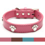 Designer Genuine Real Leather Paw Studded pet Dog Collars 2015 Popular for Pet Puppy Dog Small Medium Large Collar Free shipping