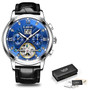 Men Watch Automatic Mechanical Tourbillon Watch Luxury Fashion Stainless Steel