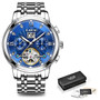 Men Watch Automatic Mechanical Tourbillon Watch Luxury Fashion Stainless Steel