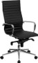 Commercial Grade High Back Black Ribbed Bonded Leather Executive Swivel Office Chair with Knee-Tilt Control and Arms